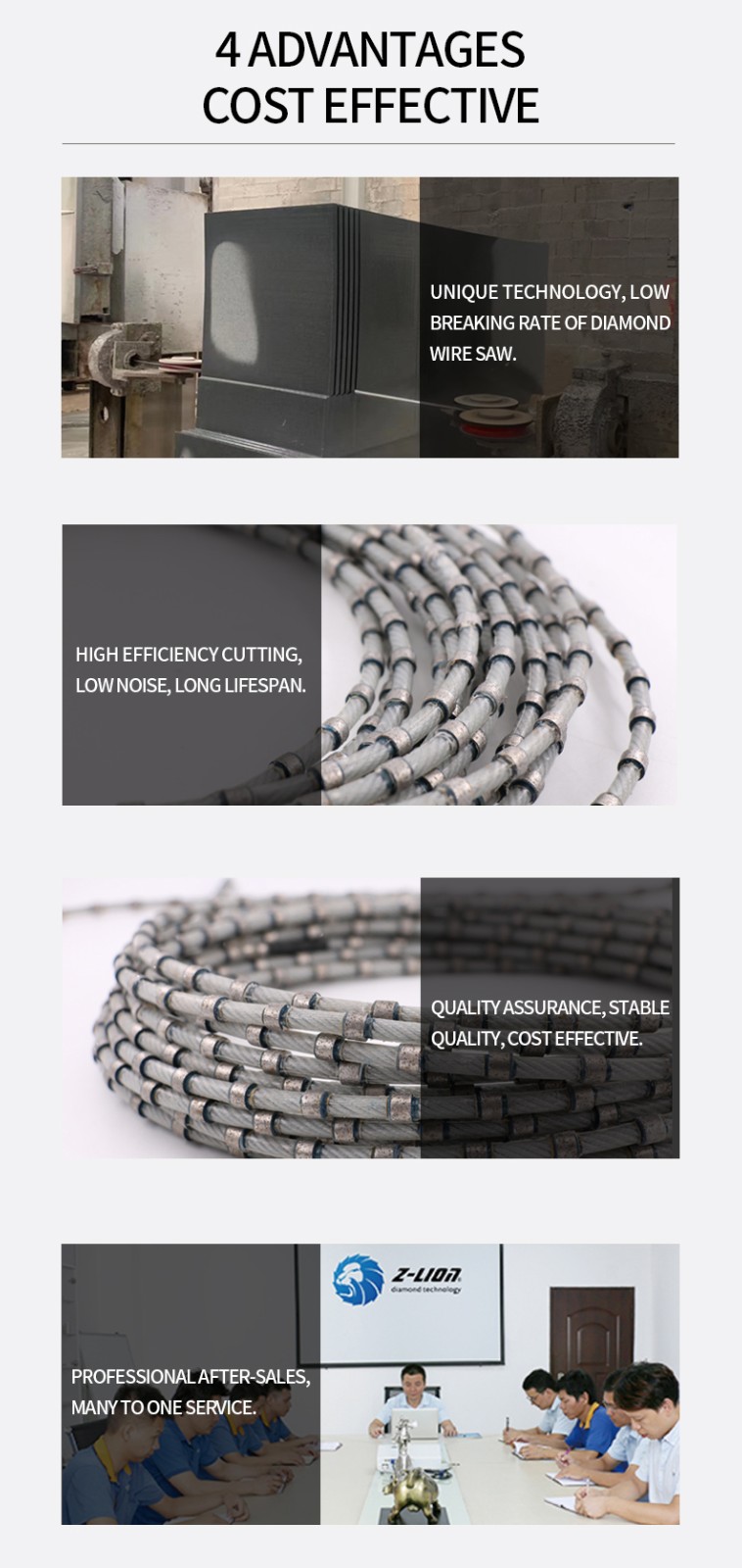 China Granite Wire Saw | 8.8mm  High-efficiency Cutting Diamond Wire Saw for Granite Profiling 